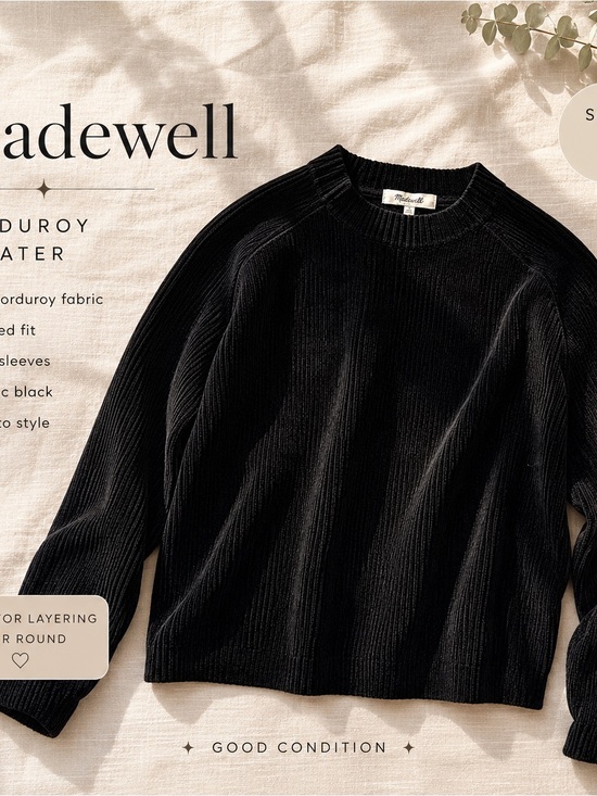Madewell Sweaters - Madewell Black Ribbed Scoop Crewneck Sweater